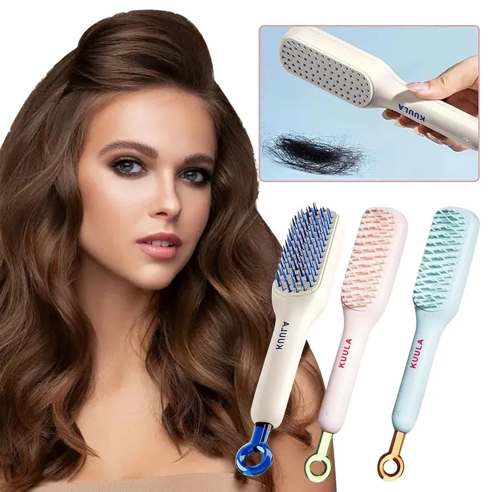 Glamstor| 4 In 1 Self Cleaning Hair Brush Comb Anti Static Massage comb for women ( Hot Selling🔥 )                                                                                          ⭐️⭐️⭐️⭐️⭐️ 1.5K+ Sold Out