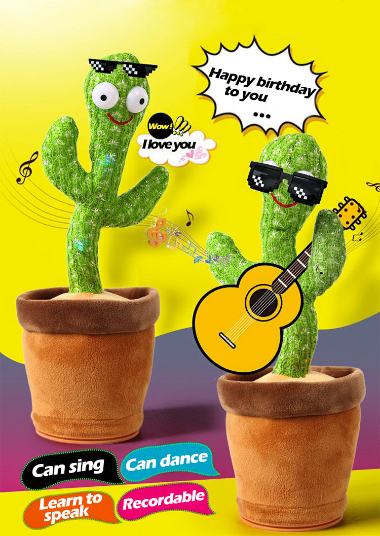 Glamstor| Dancing Cactus Toy Repeat Talking USB Charging Can Sing Record Cactus Bailarín Dansant Kids Education Toys Birthday Present