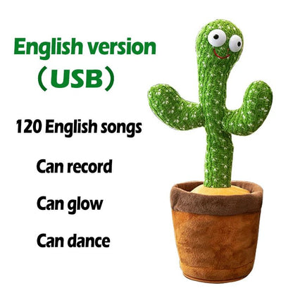 Glamstor| Dancing Cactus Toy Repeat Talking USB Charging Can Sing Record Cactus Bailarín Dansant Kids Education Toys Birthday Present