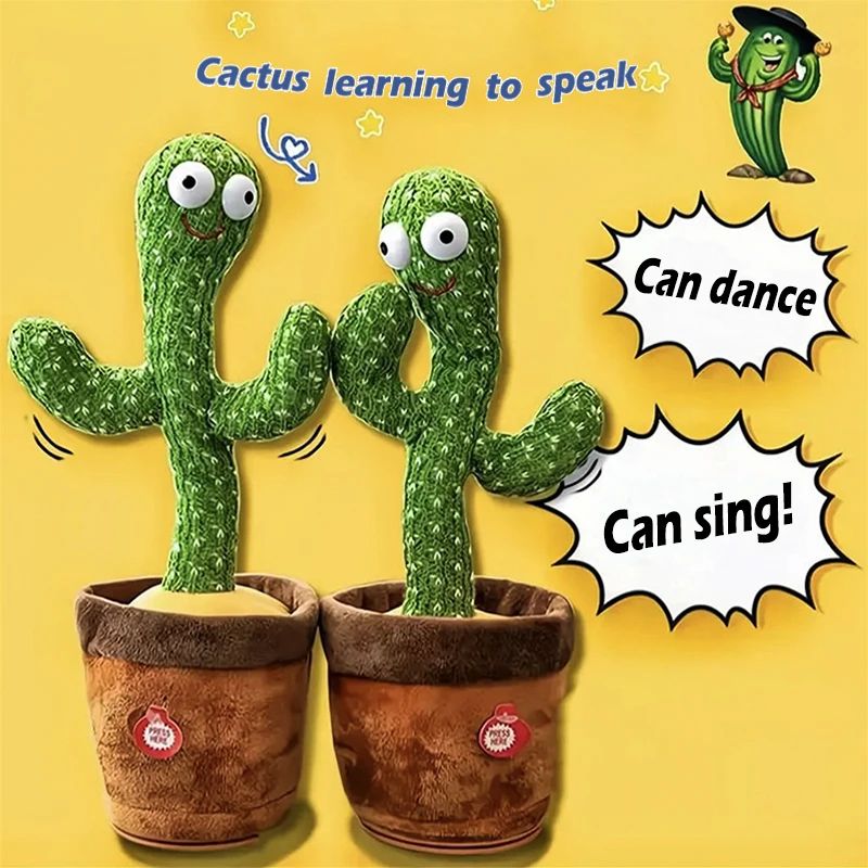 Glamstor| Dancing Cactus Toy Repeat Talking USB Charging Can Sing Record Cactus Bailarín Dansant Kids Education Toys Birthday Present