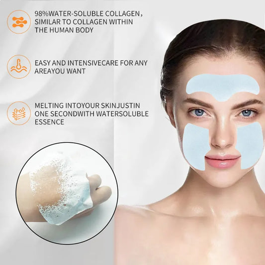 Glamstor| Collagen Dissolving Mask Film For Korean Glass Skin Paper Soluble Facial Mask Face Skin Cheek Sticker Forehead Patch Smile Lines Patches Anti-aging Wrinkles Remover