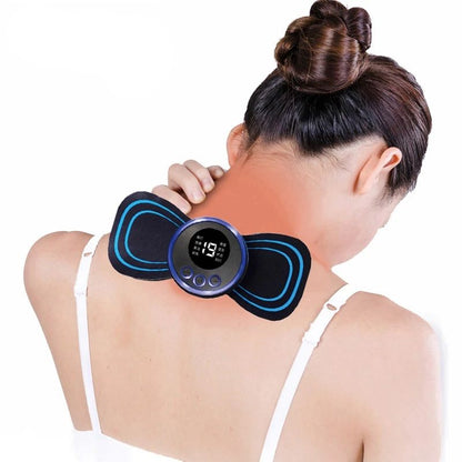 Glamstor| EMS Mini Electric Neck Back Body Massager Cervical Electric Neck Back Massager Muscle Therapy Pressure Pain