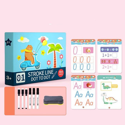 Glamstor| Kids Educational Learning Tracing Book Stroke Line Dot To Dot Magical 64 Pages