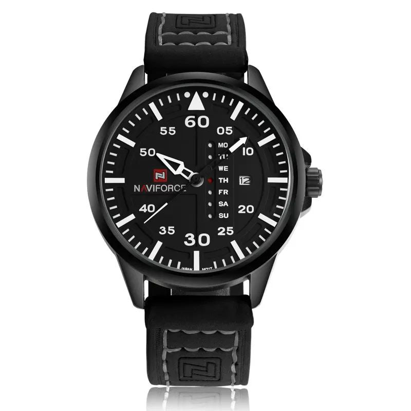 Glamstor| NAVIFORCE Waterproof Military Sport Quartz Men's Watches With Leather Strap White