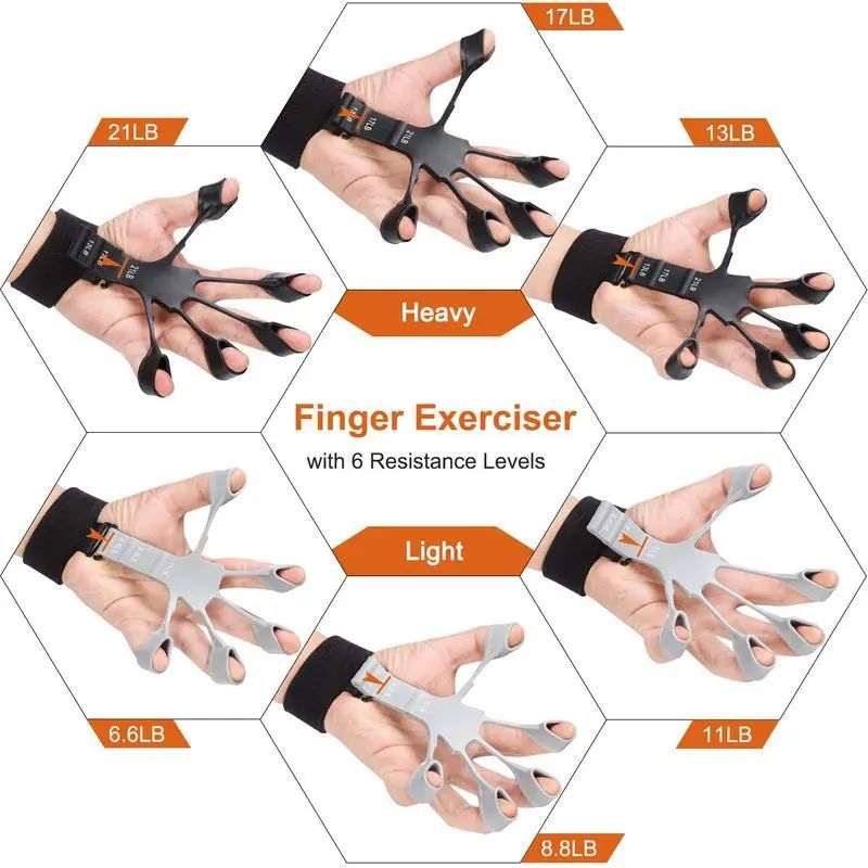 Glamstor| Silicone Gripster Grip Strengthener Finger Stretcher Hand Grip Trainer Gym Fitness Training And Exercise