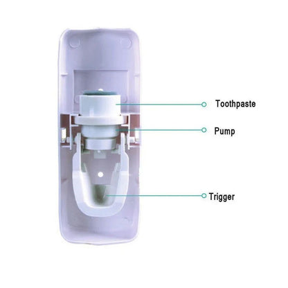 Glamstor|Toothpaste Dispenser With 5 Brush Holder Wall Mounted Automatic Hands Free Toothpaste Dispenser